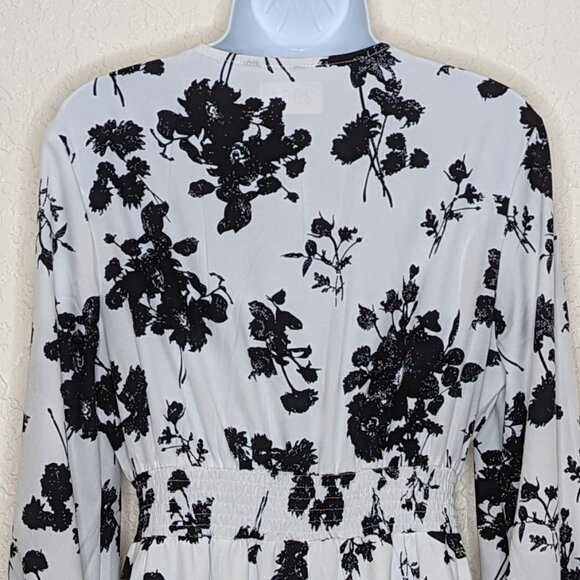 SHEIN* Women's Long Sleeve Cros body V-Neck Smock Waist Maxi Floral Dress~Medium - Picture 8 of 13